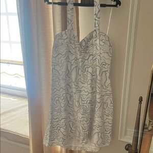 White and Blue Halter Dress